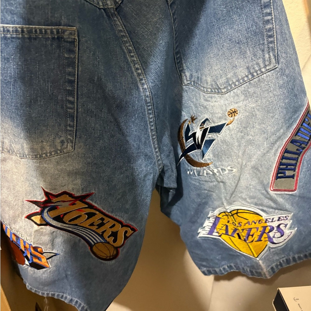 NBA Patchwork Denim Shorts - Blue - image 3